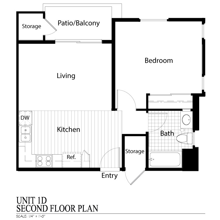 Floor plan image of One Bedroom One Bath