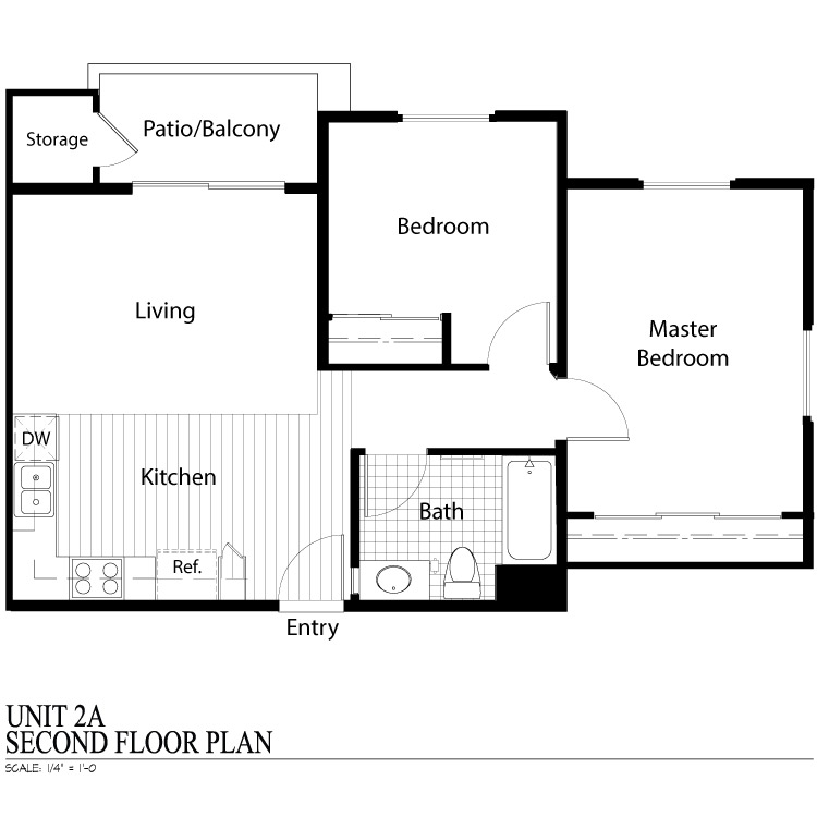 Floor plan image of Two Bedrooms One Bath