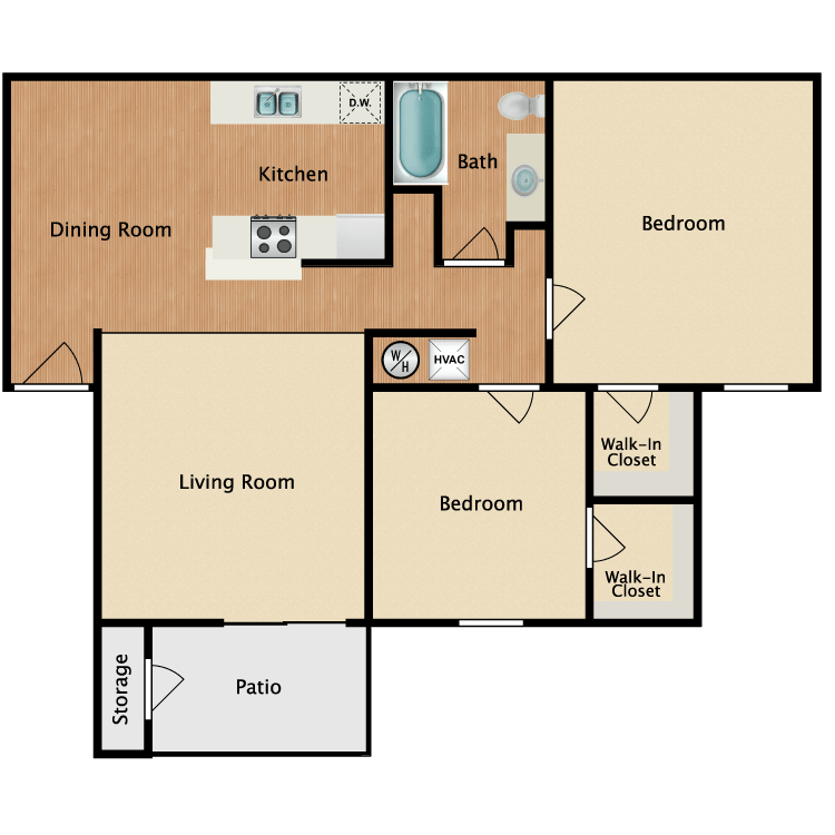 Floor plan image of 2 Bed 1 Bath