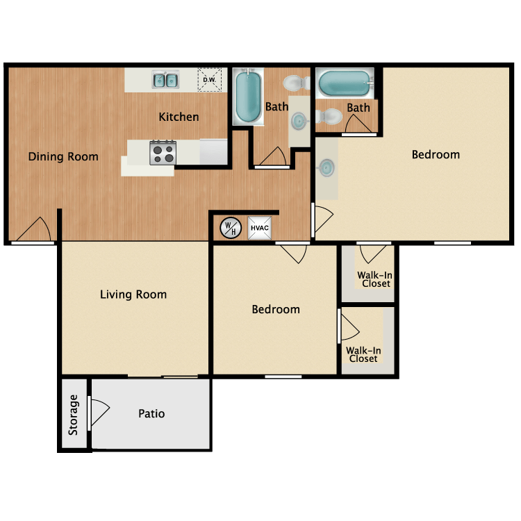 Floor plan image of 2 Bed 2 Bath