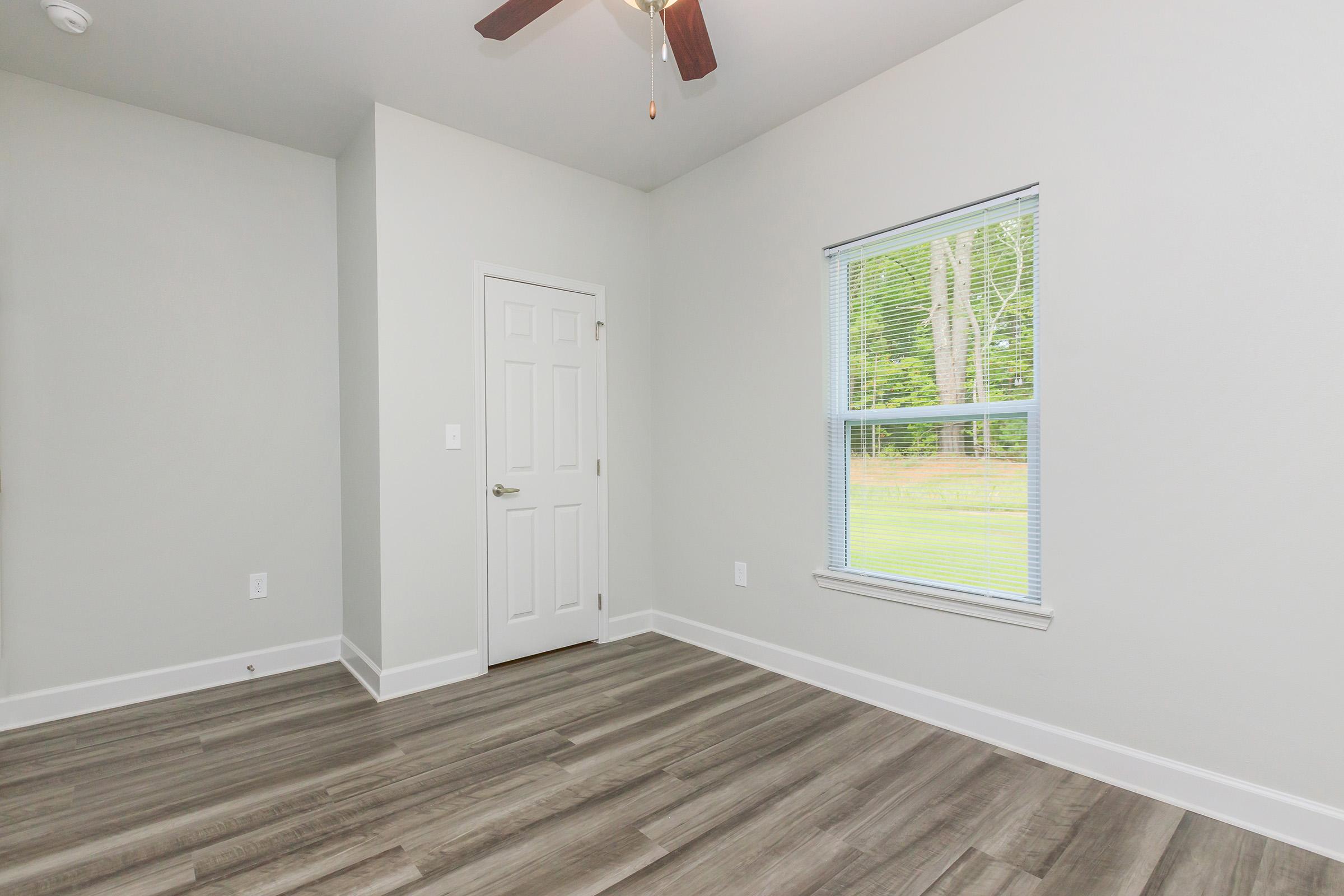 a room with a large window