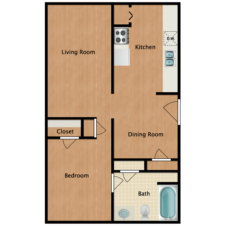 Floor plan image of 1x1