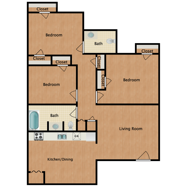 Floor plan image of 3x1.5