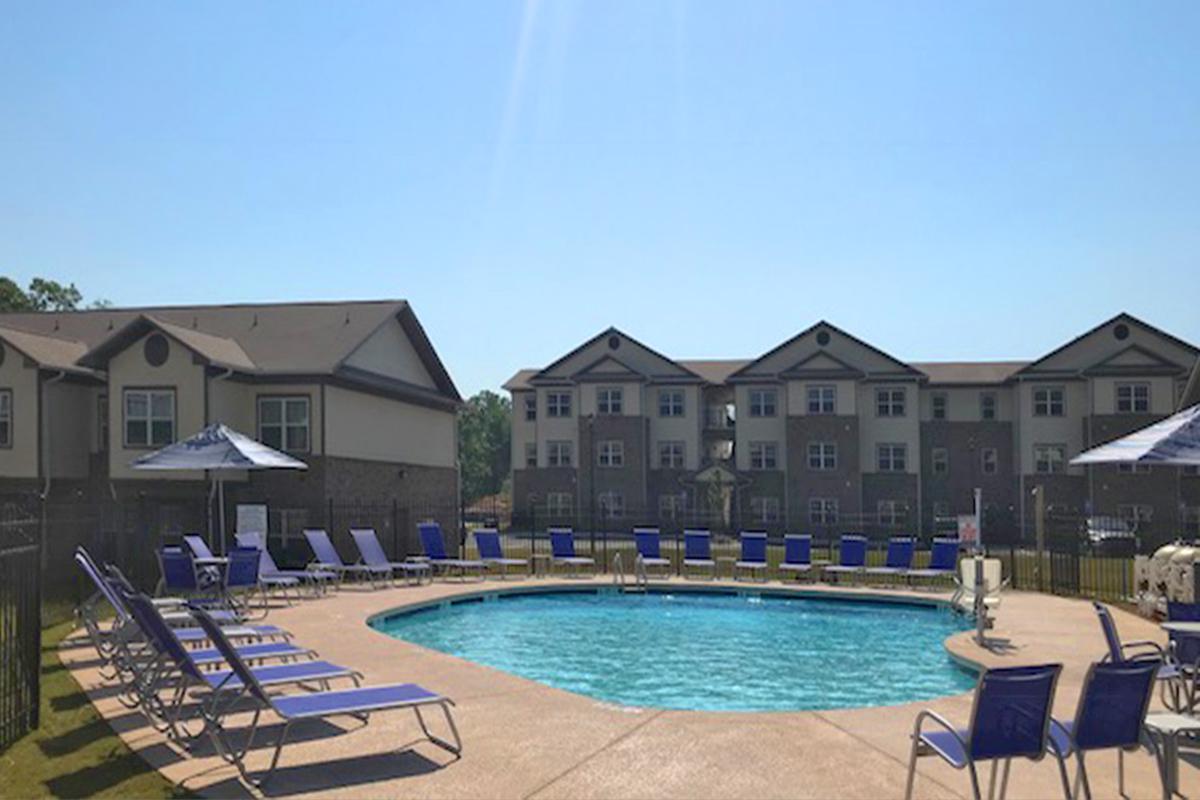 a house with a pool of water