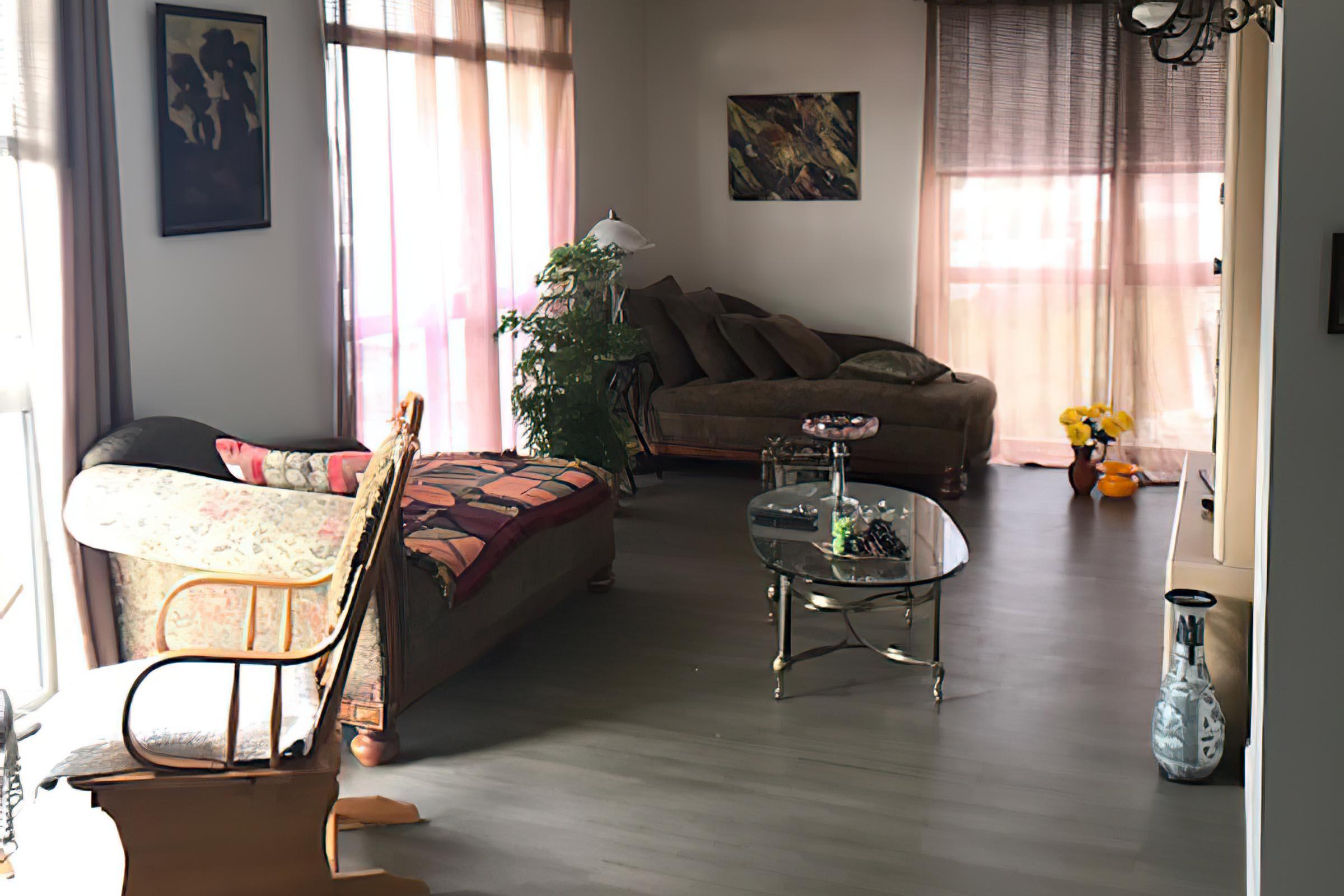 Living room filled with furniture