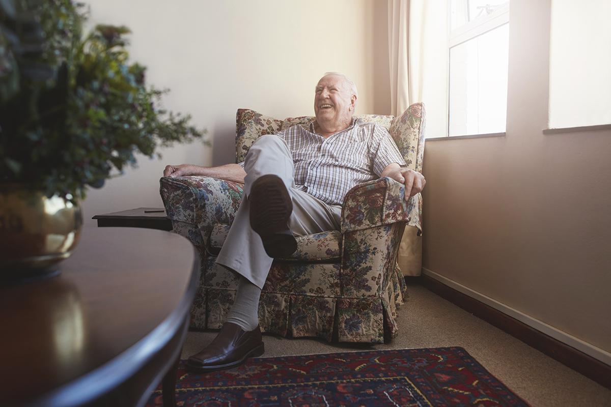 a person sitting in a living room