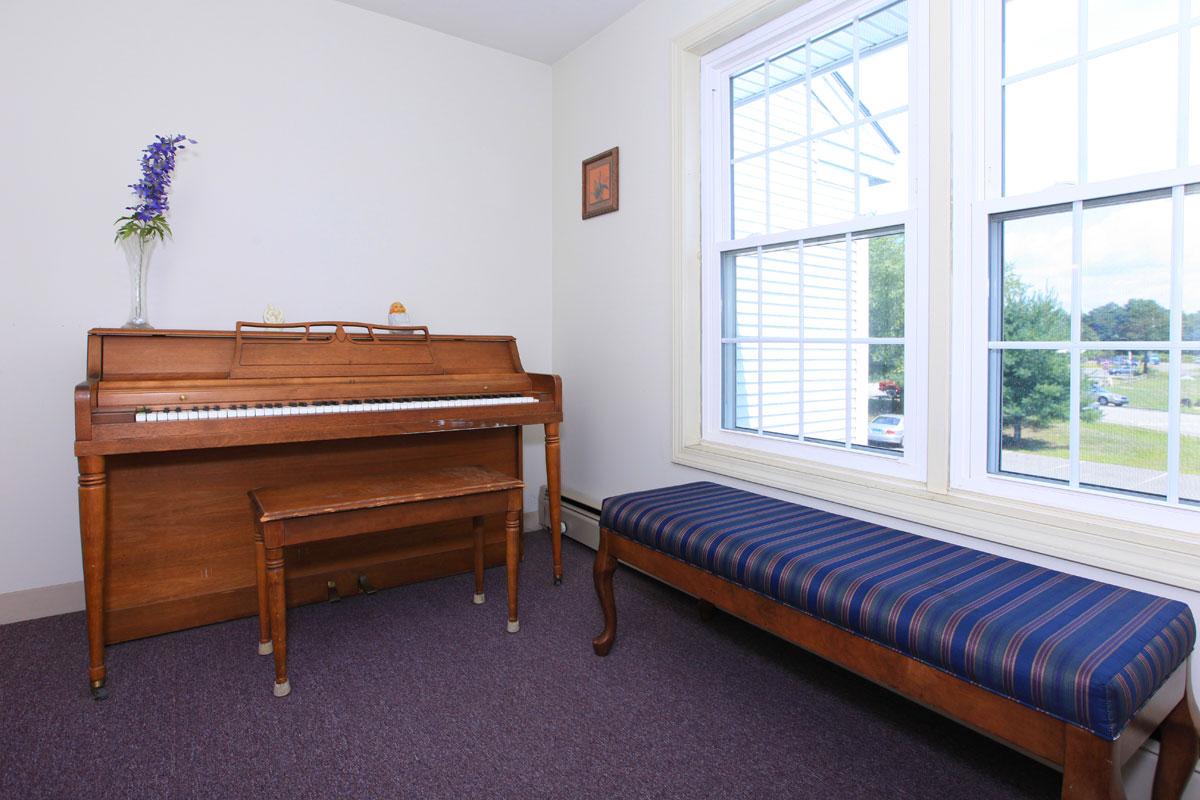 a living room with a wooden floor