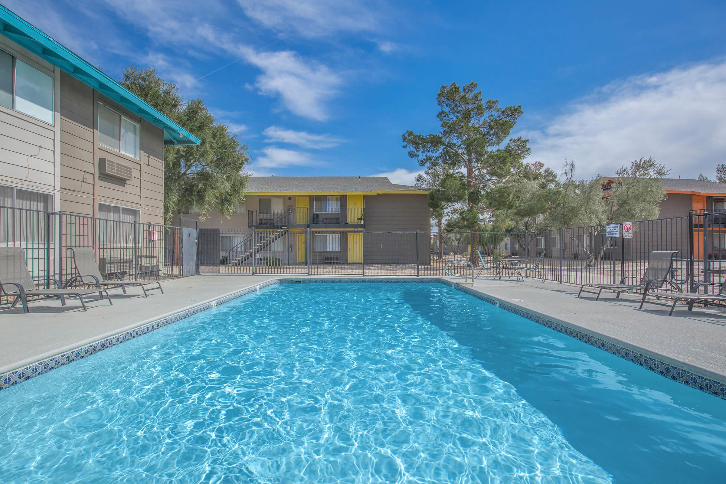 Sparkling Swimming Pool at Woodhaven Apartments in Las Vegas, Nevada