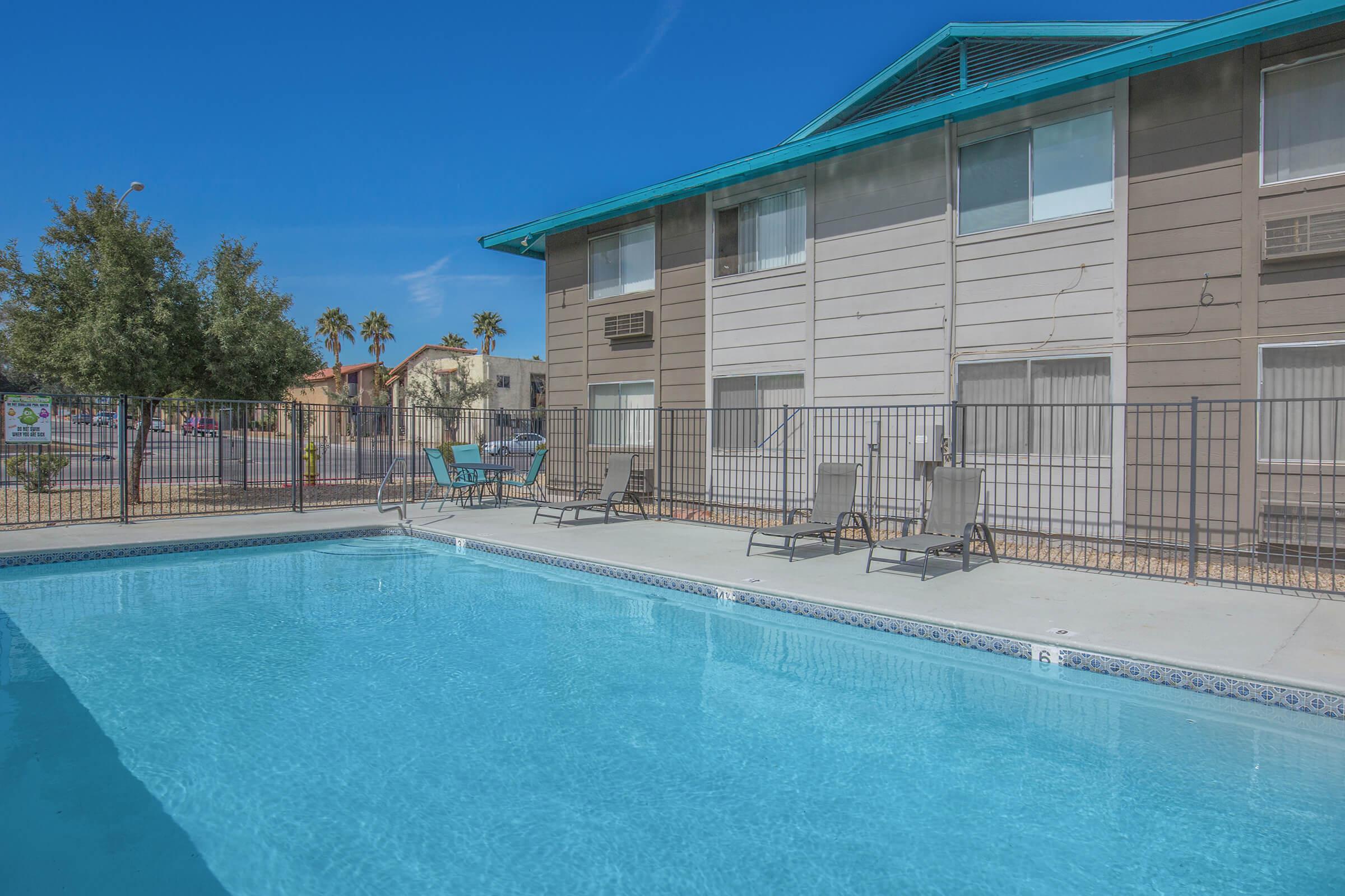 Cool off in the sparkling swimming pool at Woodhaven in Las Vegas, Nevada