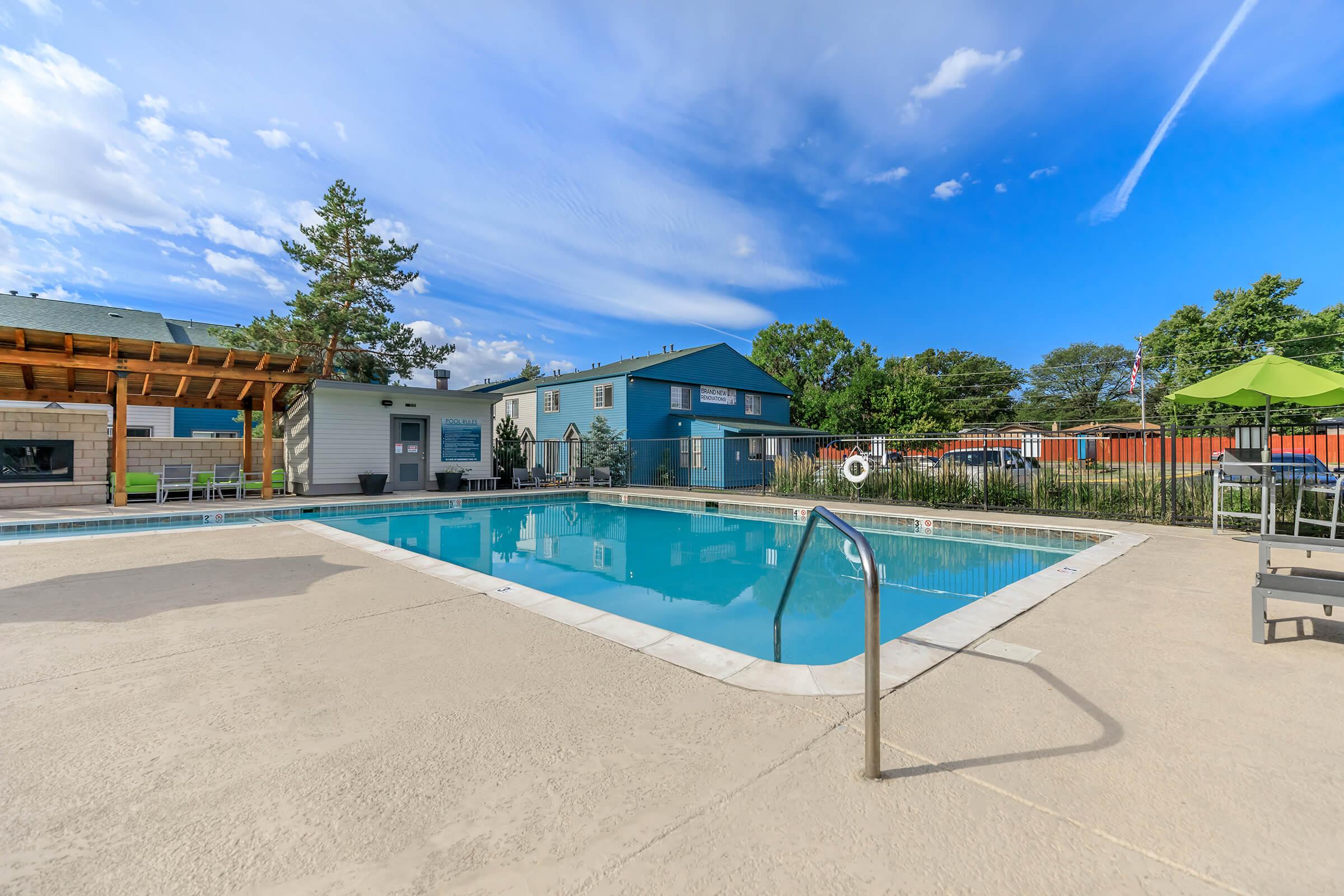 a pool next to a beach