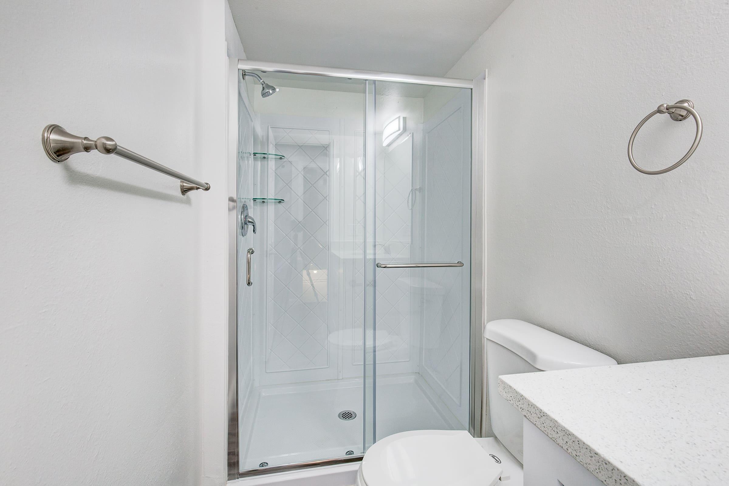 a close up of a shower in a room