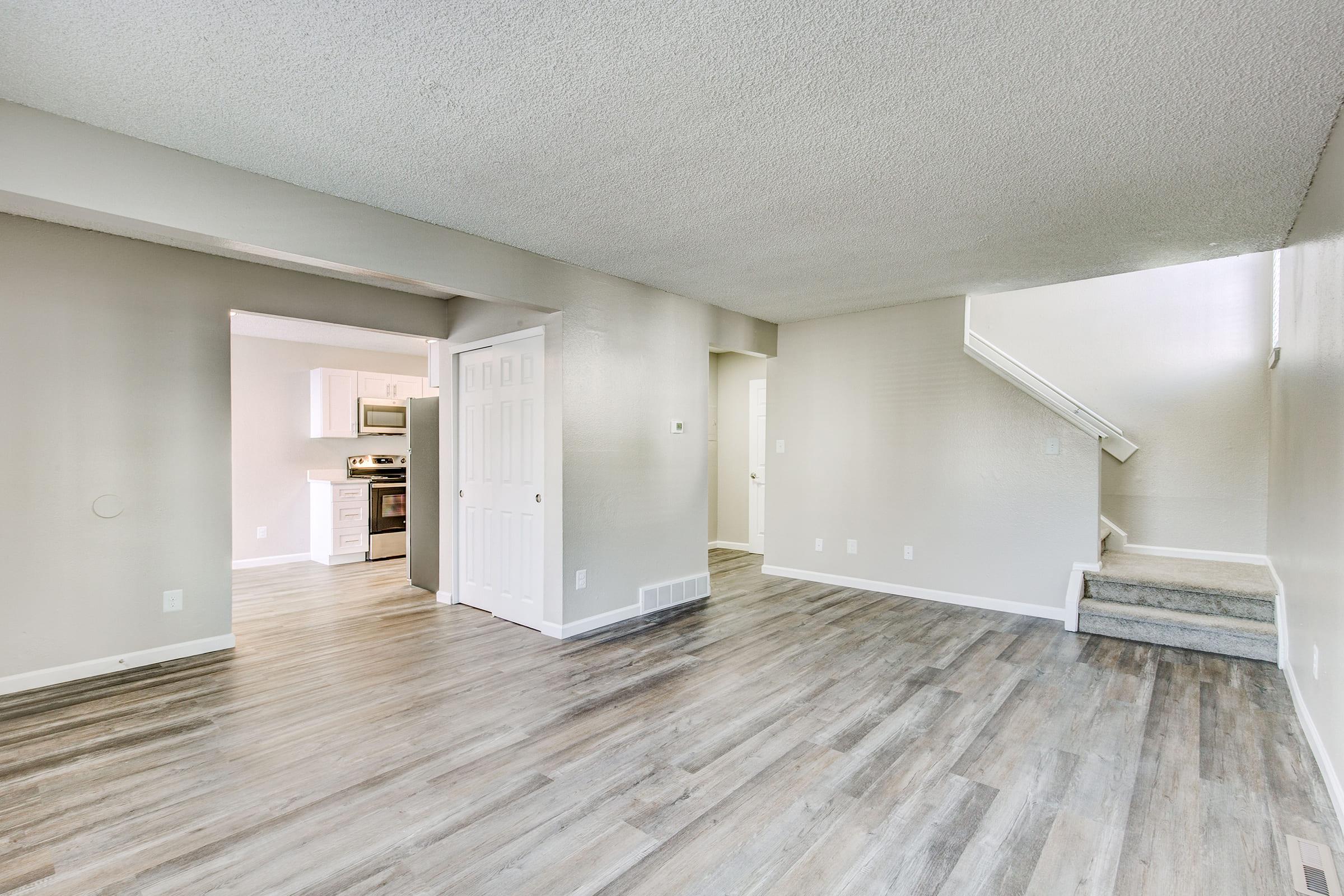 a room with a wood floor