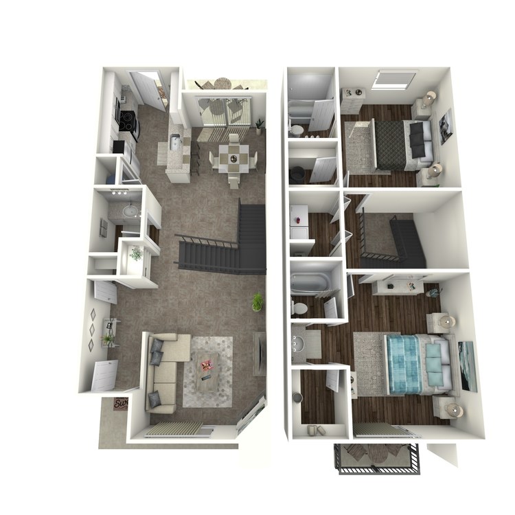 Floor plan image of 2 Bed 2.5 Bath - Classic