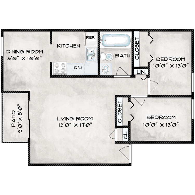 2 Bedroom floor plan image