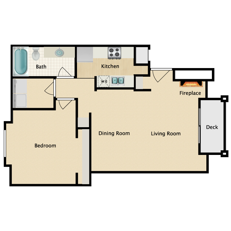 Floor plan image of 1 Bed 1 Bath