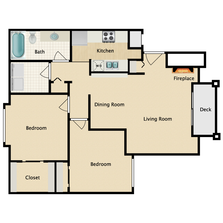 Floor plan image of 2 Bed 1 Bath