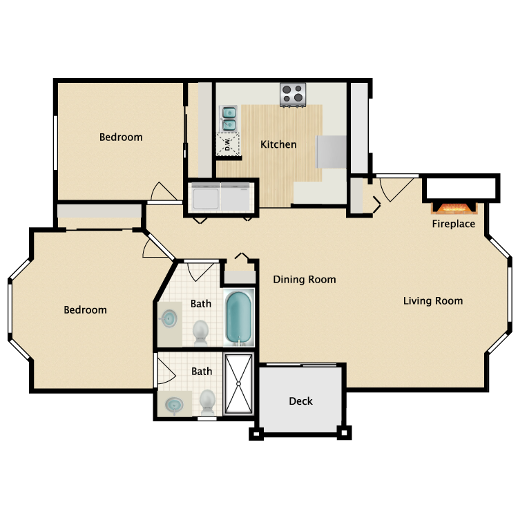 Floor plan image of 2 Bed 2 Bath
