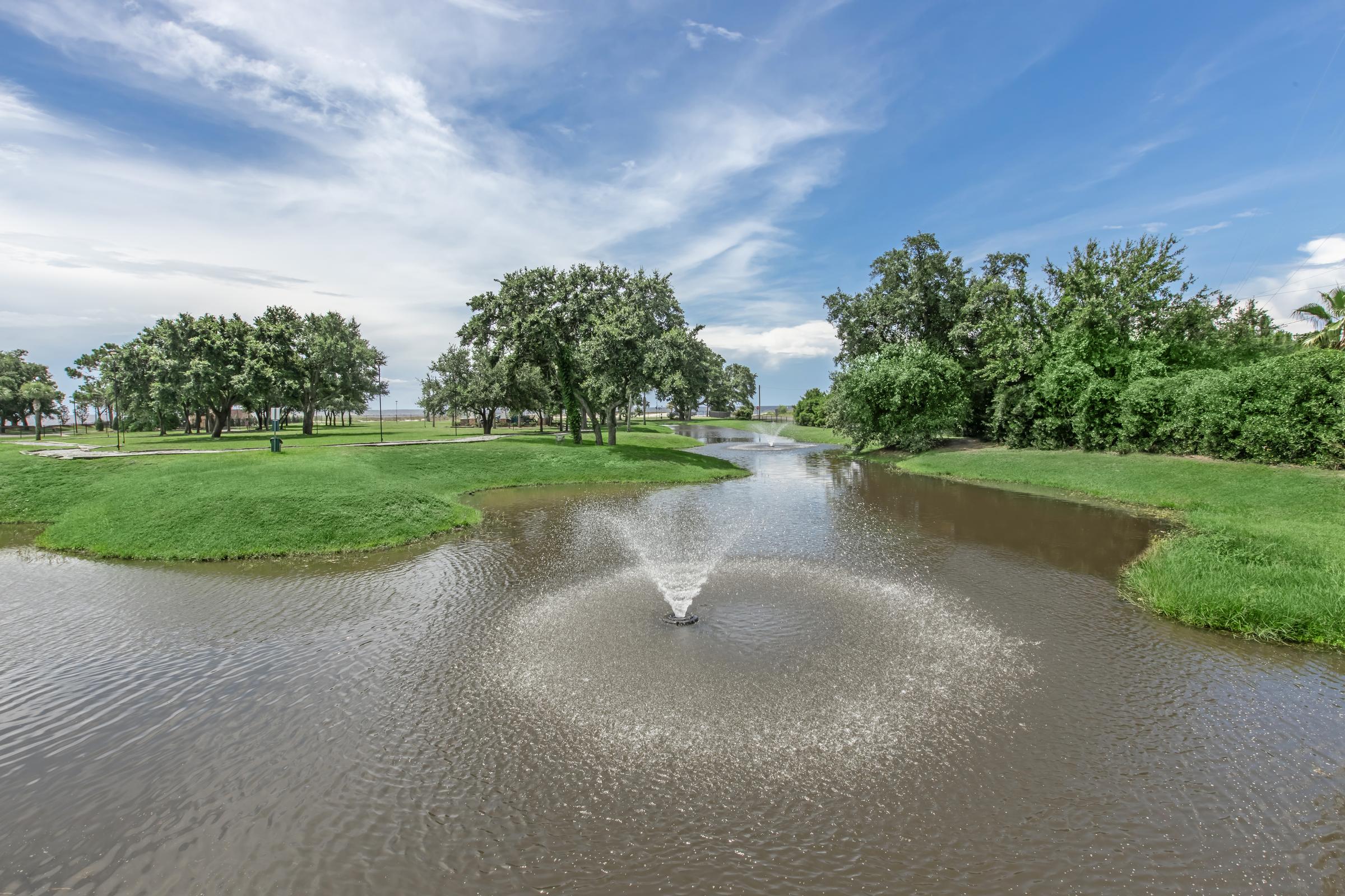 water next to the grass