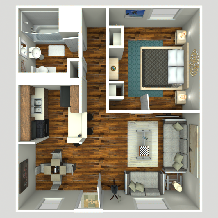 Floor plan image of One Bed One Bath C