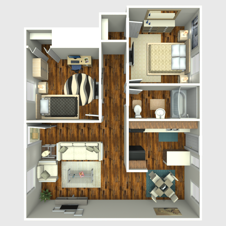 Floor plan image of Two Bed One Bath