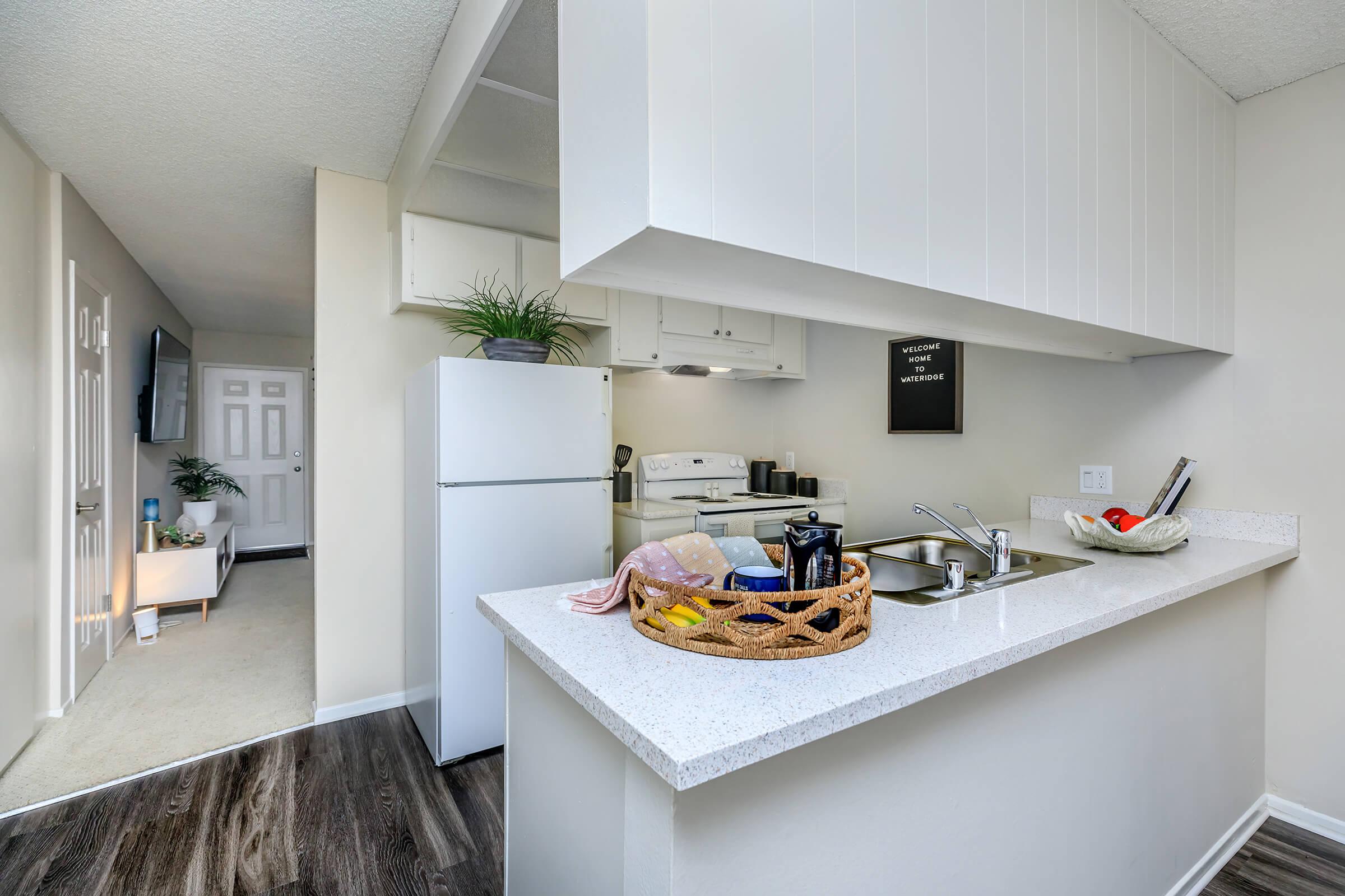 Kitchen with white appliances