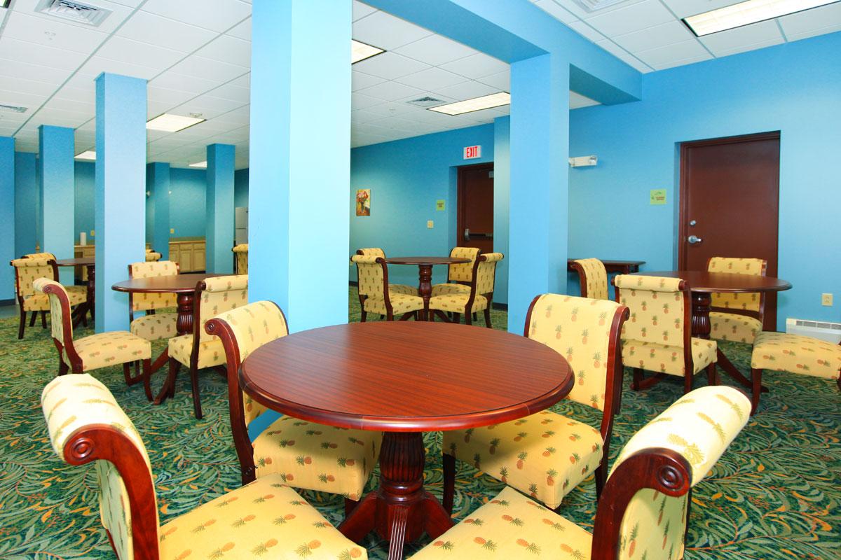 a large red chair in a room