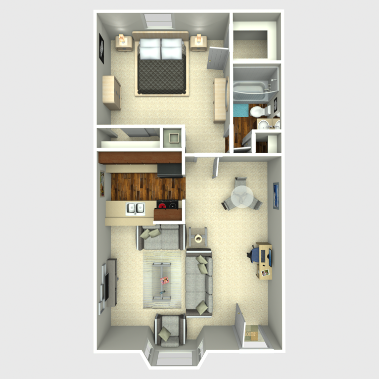 Floor plan image of 1 Bed 1 Bath A
