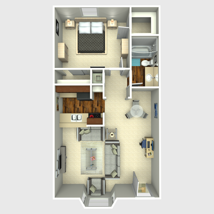 Floor plan image of 1 Bed 1 Bath B