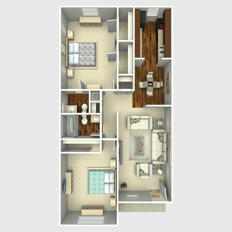 Floor plan image of 2 Bed 1.5 Bath