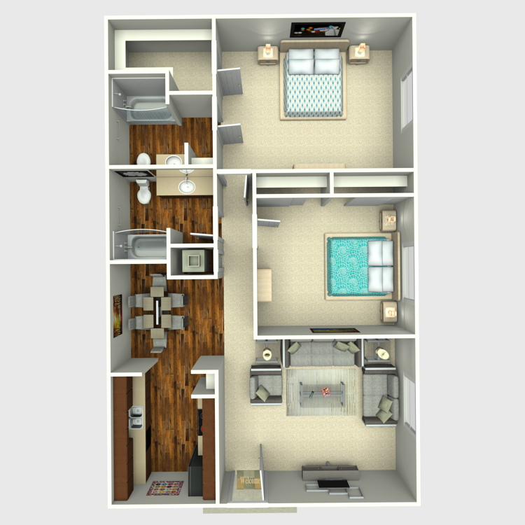 Floor plan image of 2 Bed 2 Bath