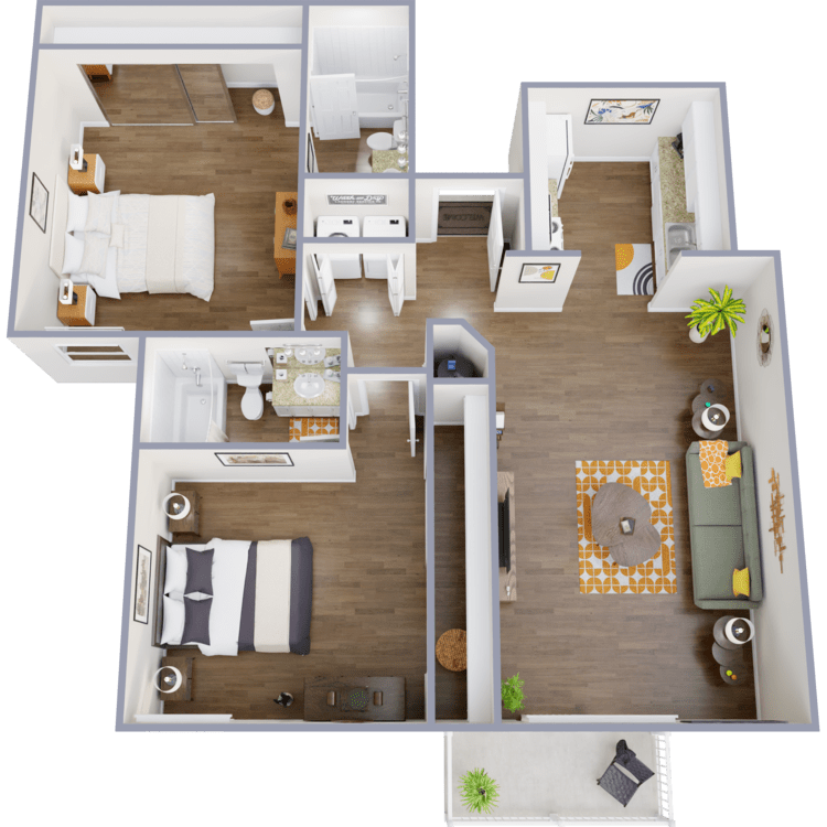 Santa Fe, a 2 bedroom 2 bathroom floor plan.