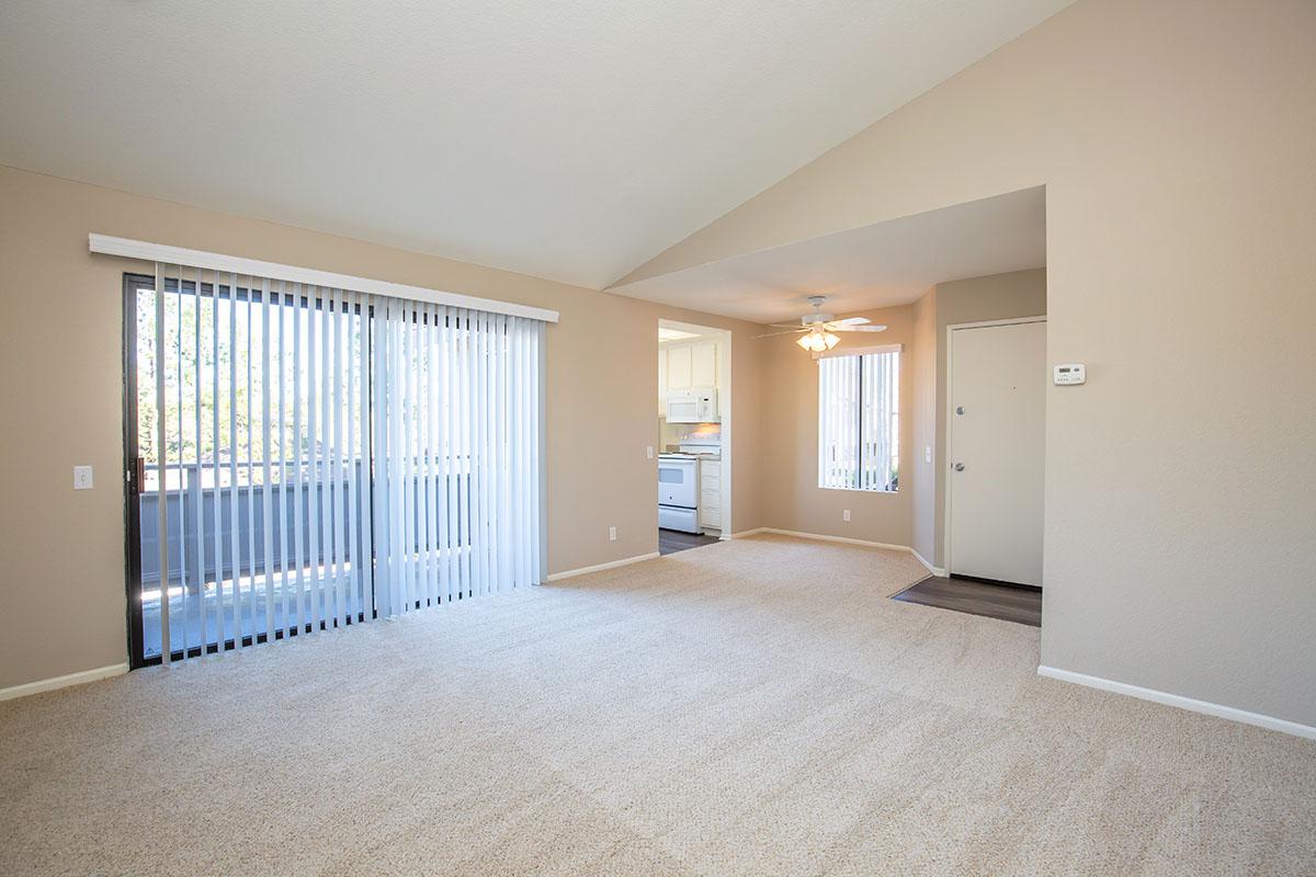 Living room with sliding glass doors