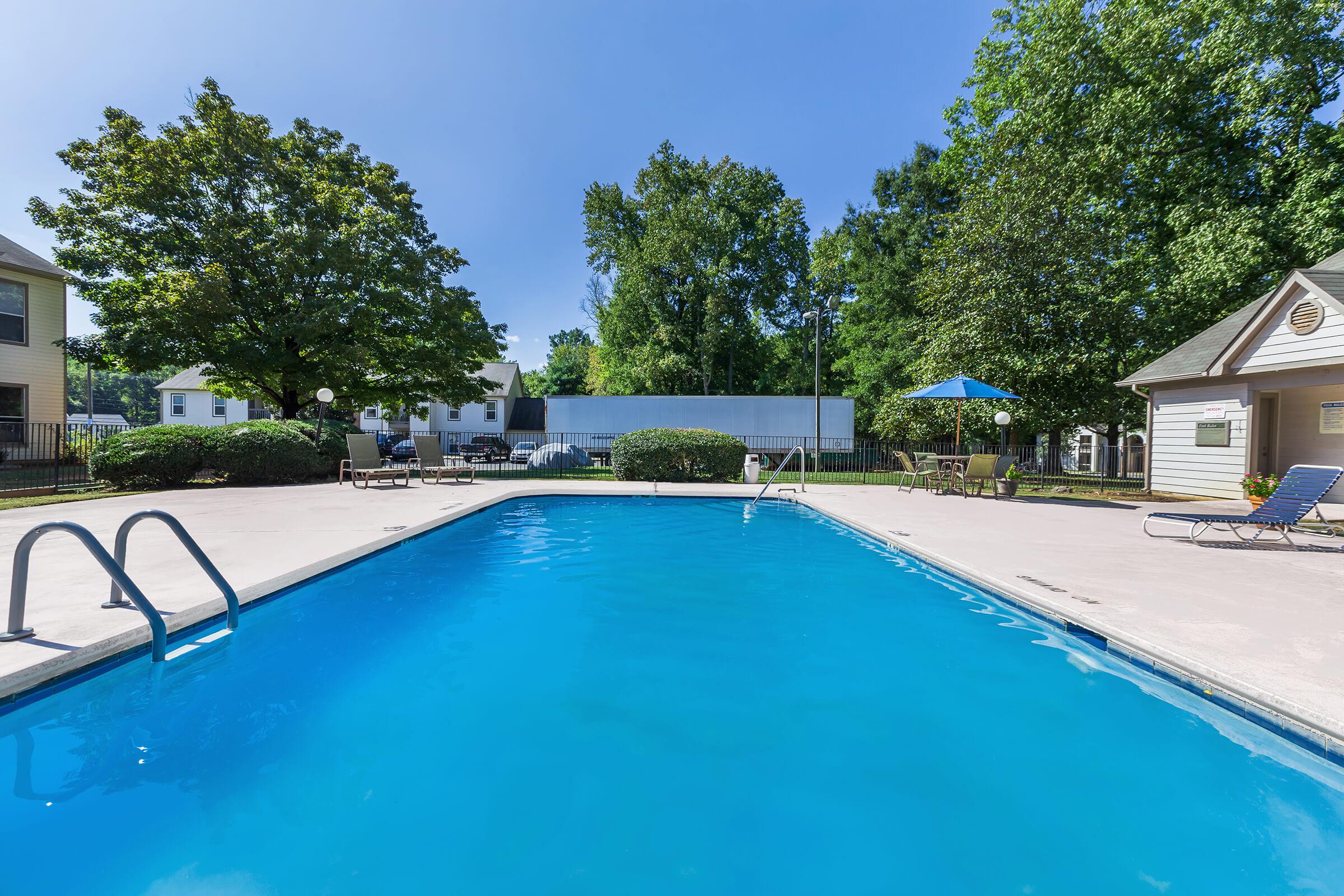 a blue pool of water