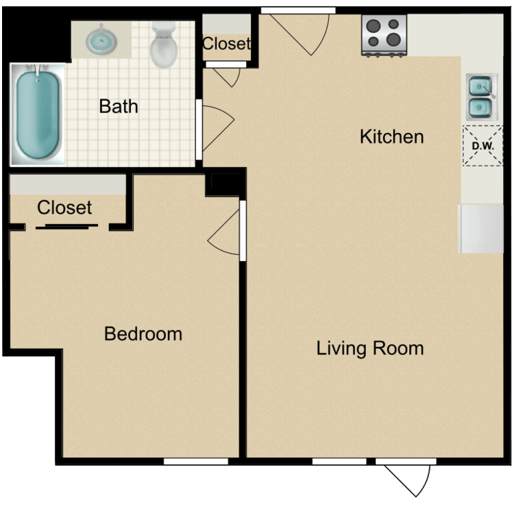 Floor plan image of 1 Bedroom A