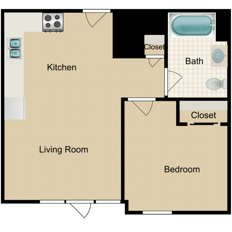 Floor plan image of 1 Bedroom B