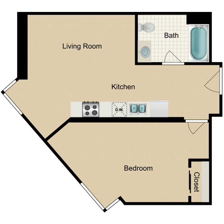 Floor plan image of 1 Bedroom C