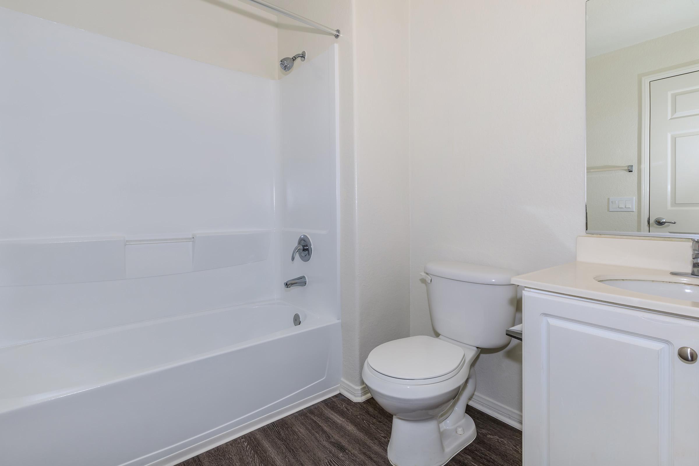 Laurel Glen Apartment Homes has all in-one shower and bath combo