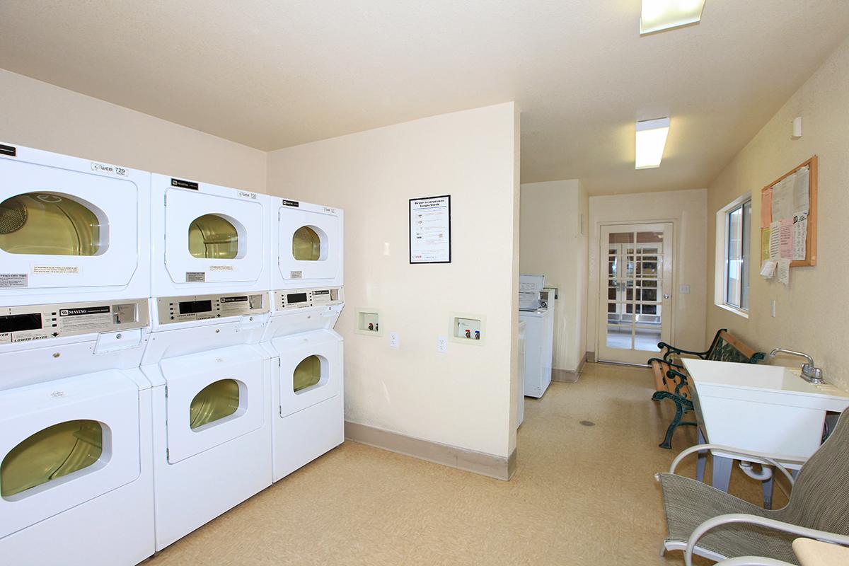 Washers and dryers in community laundry room
