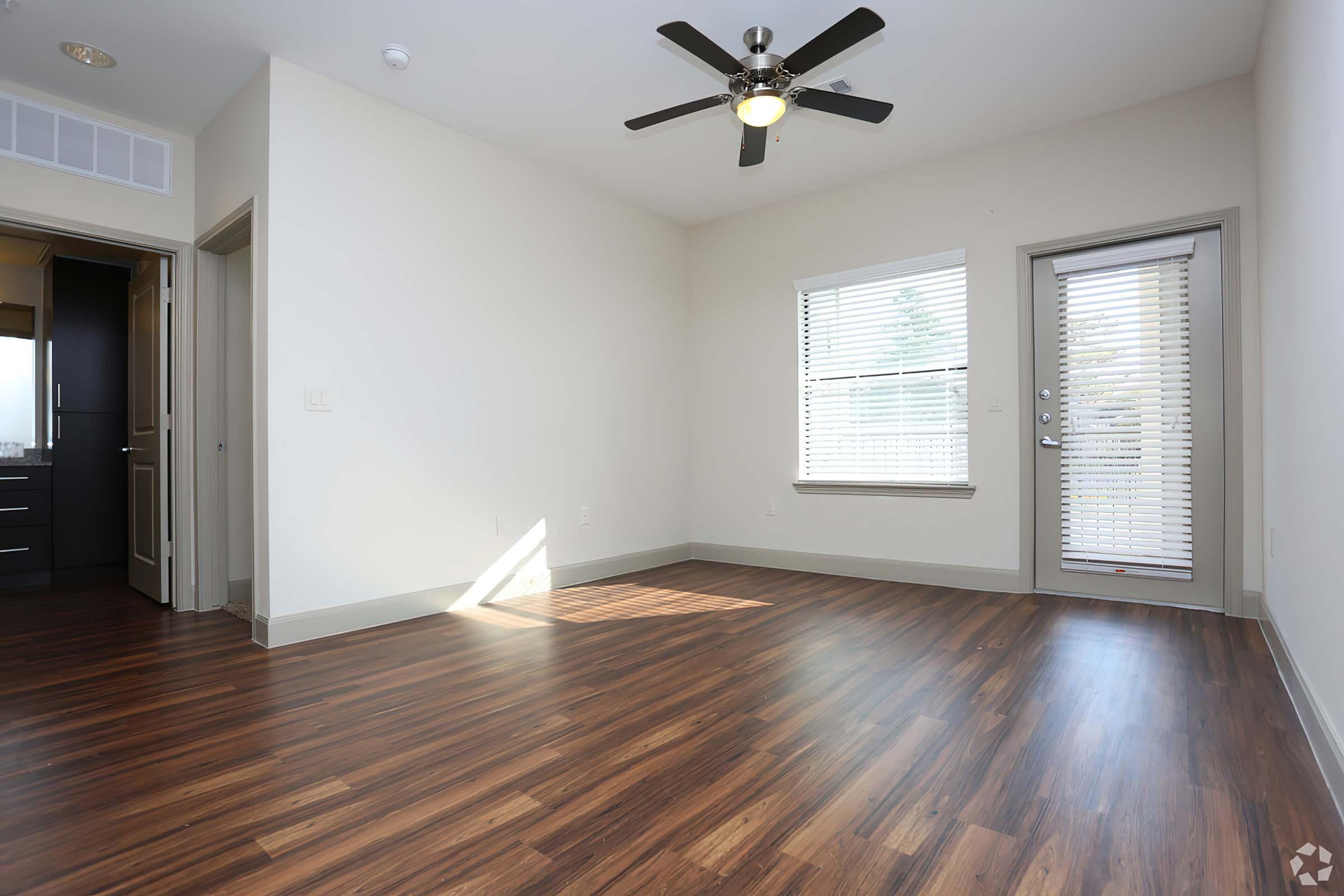 a room with a hard wood floor