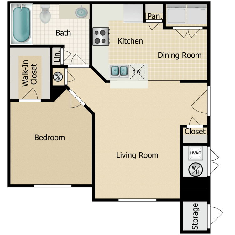 One Bedroom floor plan image