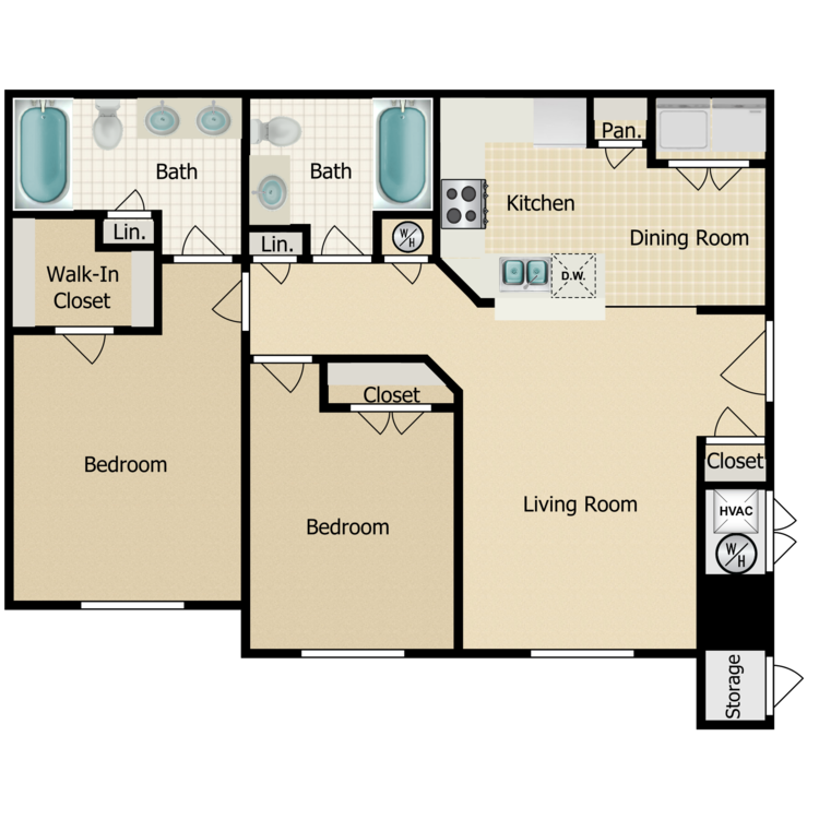 Two Bedroom floor plan image