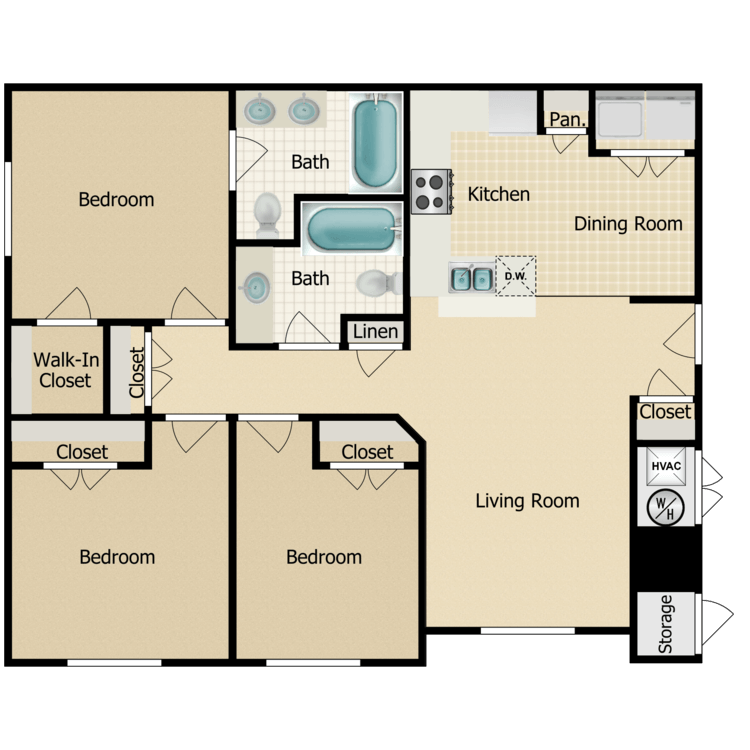 Three Bedroom floor plan image