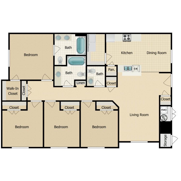 Four Bedroom floor plan image