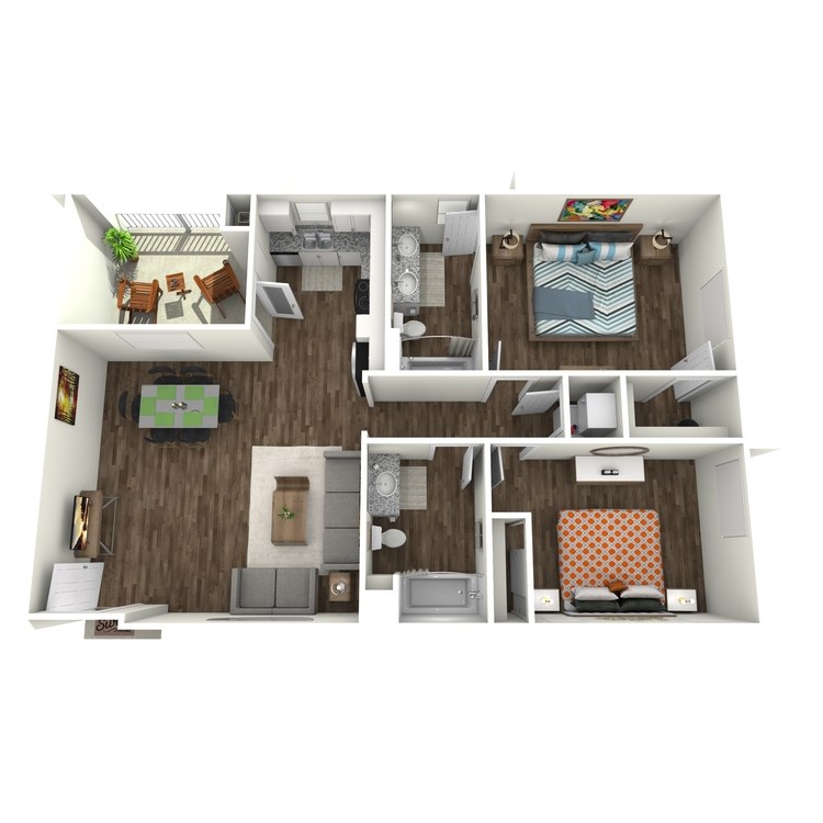 Floor plan image of 2 Bed 2 Bath A