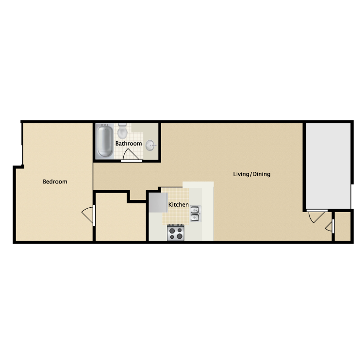Floor plan image of 1 Bed 1 Bath