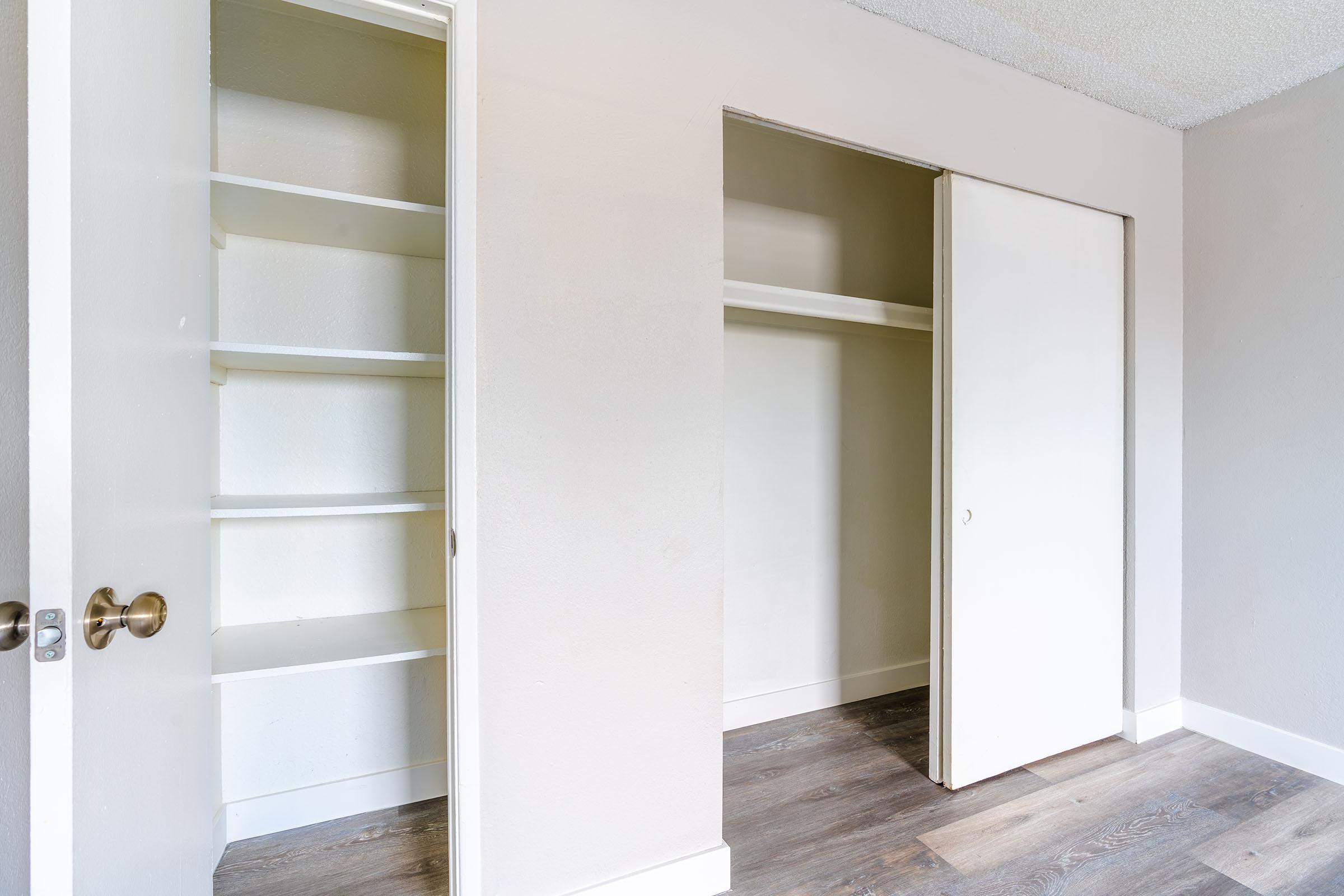 Large closet space in a bedroom