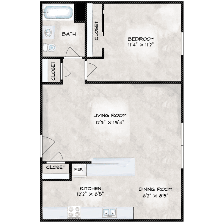 One Bedroom - Renovated floor plan image