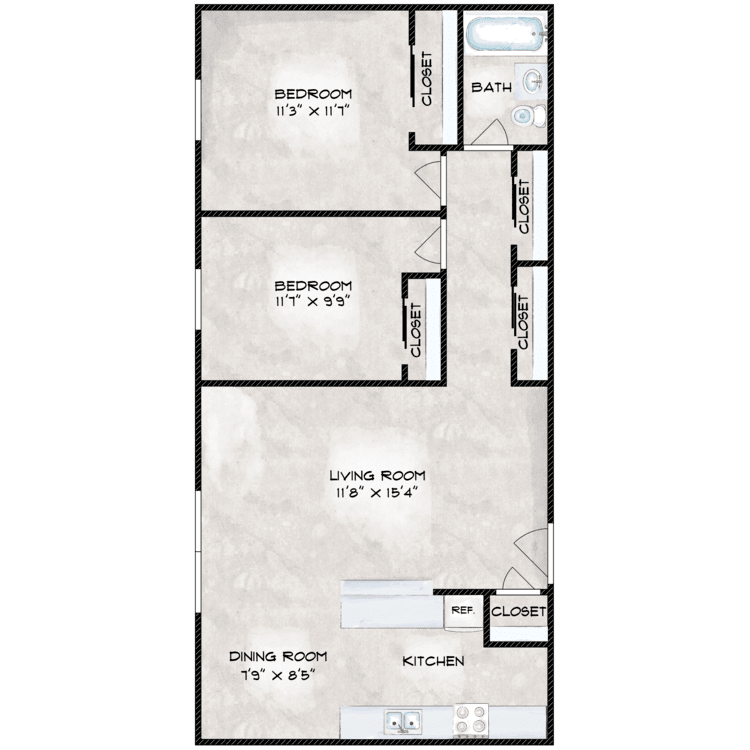 Two Bedrooms - Renovated floor plan image