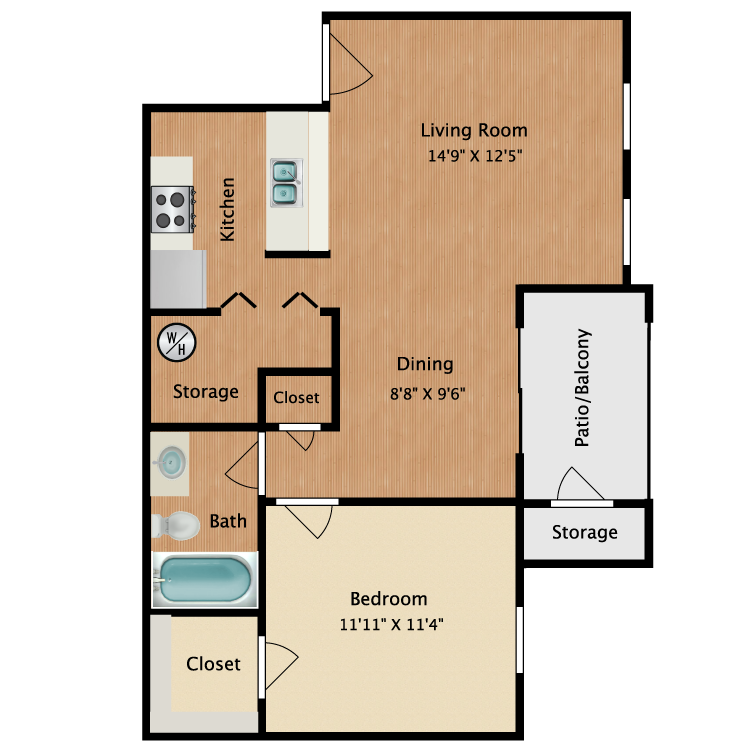 Floor plan image of Large 1 Bedroom