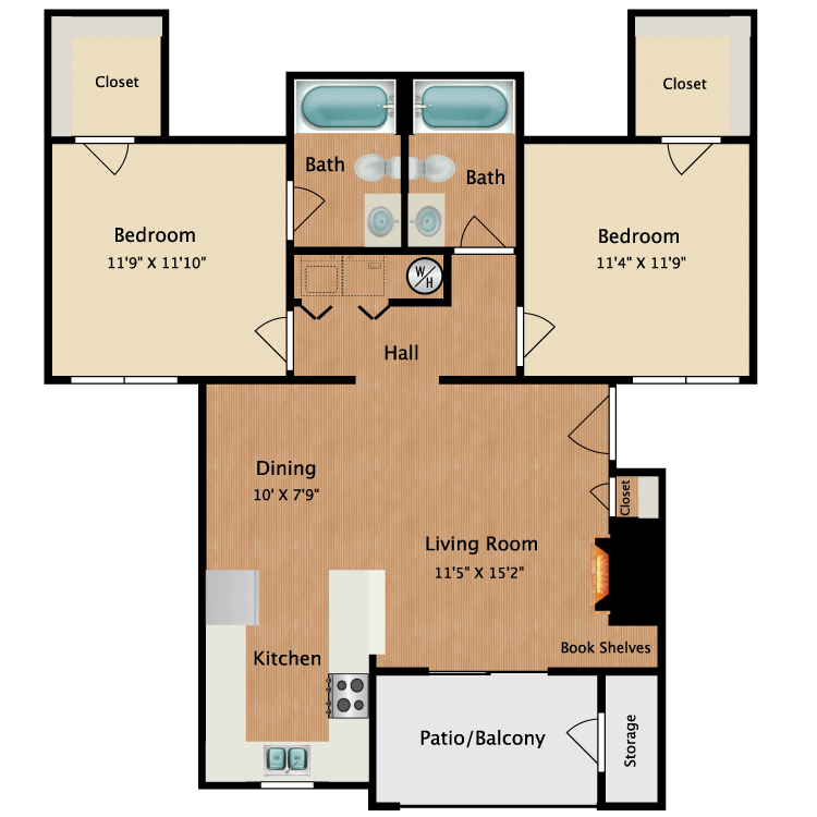 Floor plan image of Large 2 Bedrooms